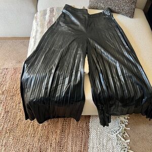 Black Faux Leather wide legged pants.